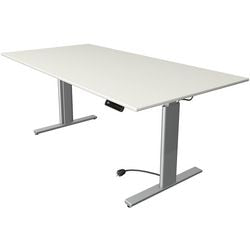 Kerkmann Sitz-Steh-Schreibtisch 10233510 Spanplatte weiß, silber