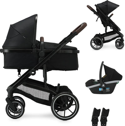 Deryan Noa Kinderwagen 3-in-1 – Kinderwagen mit Autositz – Schwarz