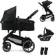 Deryan Noa Kinderwagen 3-in-1 – Kinderwagen mit Autositz – Schwarz