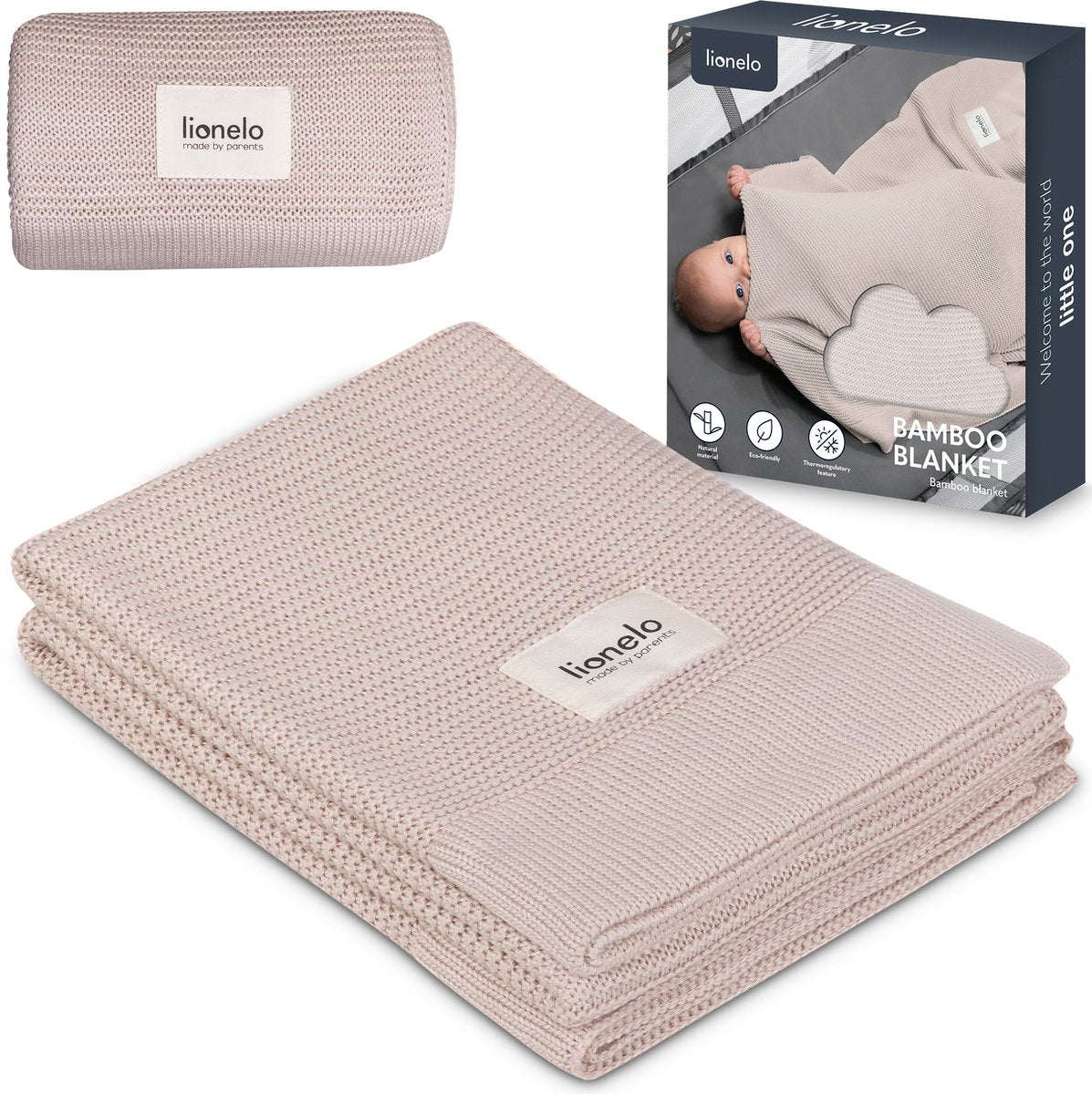 Lionelo Bambusdecke – Deluxe-Babydecke – hypoallergen – antibakteriell – antimykotisch – 100 % Bambus-Baumwolle – thermoregulierend – weich atmungsaktiv – nachhaltig – waschbar – ab der Geburt – 100 x 75 cm