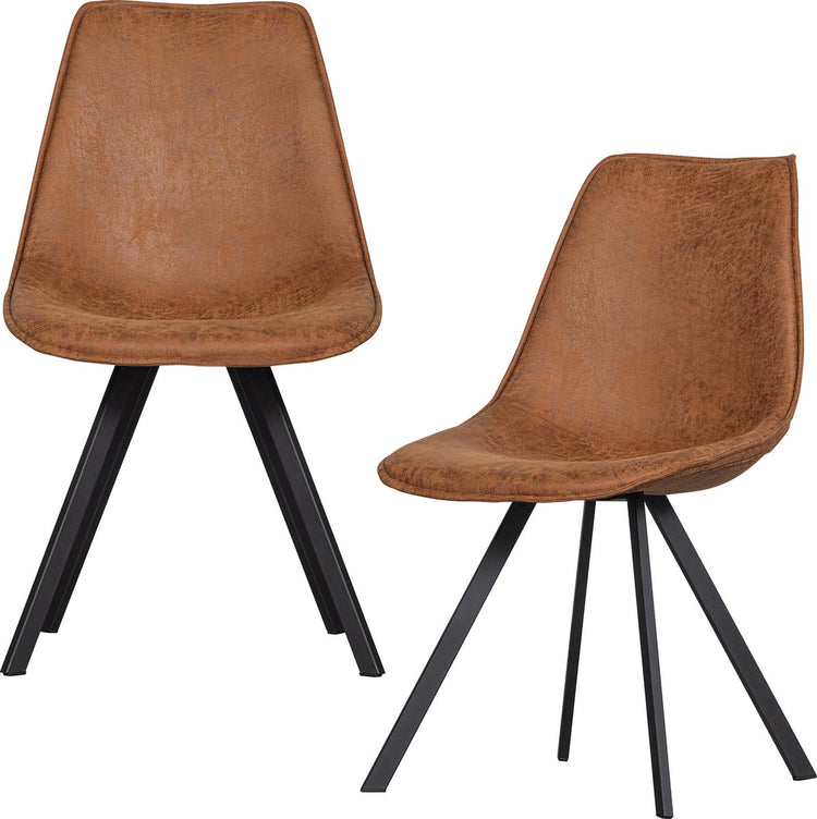 Woood Swen Esszimmerstuhl – PU – Cognac – 2er-Set