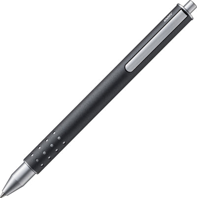 Lamy Swift Tintenroller 334 anthrazit – aus Edelstahl in Mattlackierung – ohne Kappe mit versenkbarem Clip – inkl. Mine m 66 b blau
