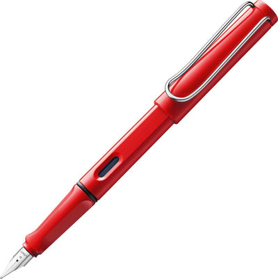 Lamy Safari Füllfederhalter 016 – aus robustem Kunststoff in Rot – mit ergonomischem Griff und Stahlfeder in der Breite (B), inklusive Tintenpatrone T 10 Blau