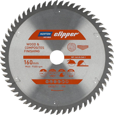 Norton Clipper Pro-Serie – Kreissägeblatt – 160 mm – 20 mm – Holz und Verbundwerkstoffe