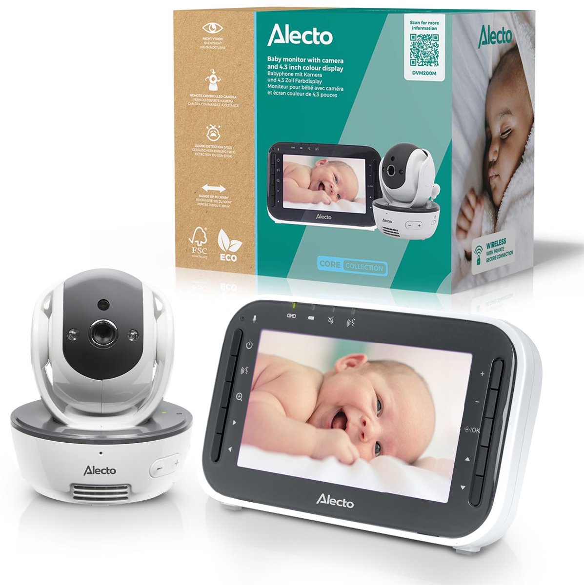 Alecto dvm200m – Babyphone mit Kamera – ferngesteuert, weiß