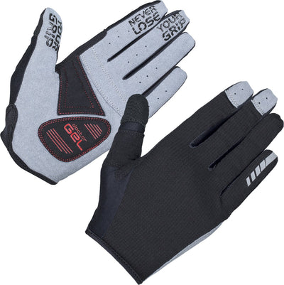 Gripgrab – Shark gepolsterte Langfinger-Sommer-MTB-Gravel-Fahrradhandschuhe mit Polsterung – Schwarz – Unisex – Größe M