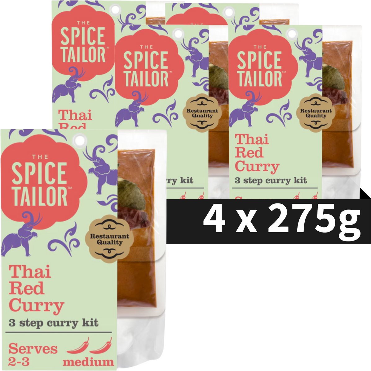 The Spice Tailor Thai Red Curry – Thai-Curry – Mahlzeitenpaket mit roten Curry-Gewürzen – Vorteilspack – 5 x 275 Gramm