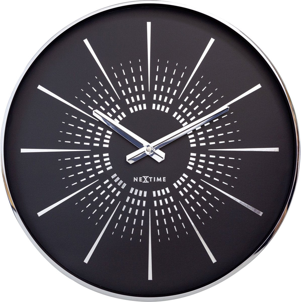 Nexttime exzentrisch – geräuschlose Wanduhr – 40 cm – Metall – Schwarz