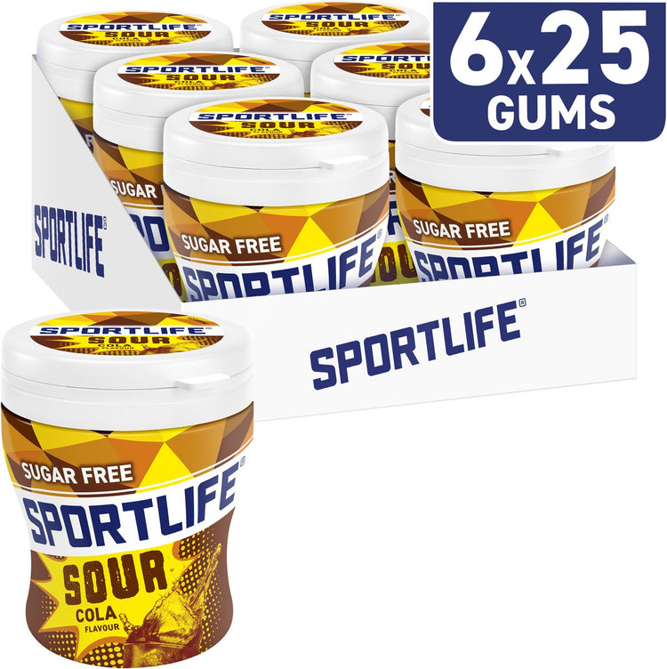 Sportlife Kaugummi Sour Cola – Kaugummi – zuckerfrei – 6x60g