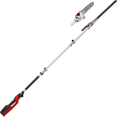Einhell Elektro-Teleskop-Garten-Multitool GC-HC 90 2046 t – 900 W – Schnittlänge Heckenschere: 41,2 cm – Schnittlänge Kettensäge: 18 cm – Führungsgriff maximal 2,60 m