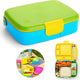 Munchkin - Bento-Lunchbox - Lunchbox - Lunchbox für Kinder - inklusive Edelstahlbesteck - spülmaschinenfest - ab 18 Monaten - grün blau