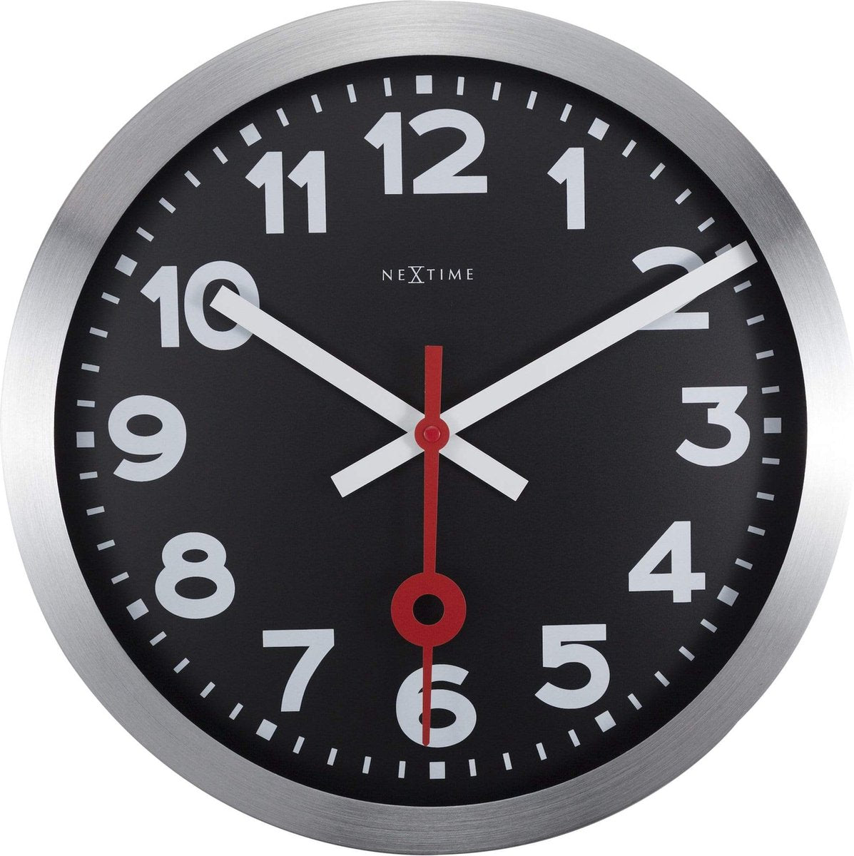 Nexttime Station – Wanduhr – 35 cm – Aluminium – Schwarz