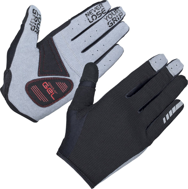 Gripgrab – Shark gepolsterte Langfinger-Sommer-MTB-Gravel-Fahrradhandschuhe mit Polsterung – Schwarz – Unisex – Größe XXL