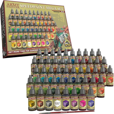 Der Army Painter SpeedPaint Mega Set 2.0 – 50 Acrylfarbe Smart Tropffläschchen – 18 ml Acryltinte Modellfarbe