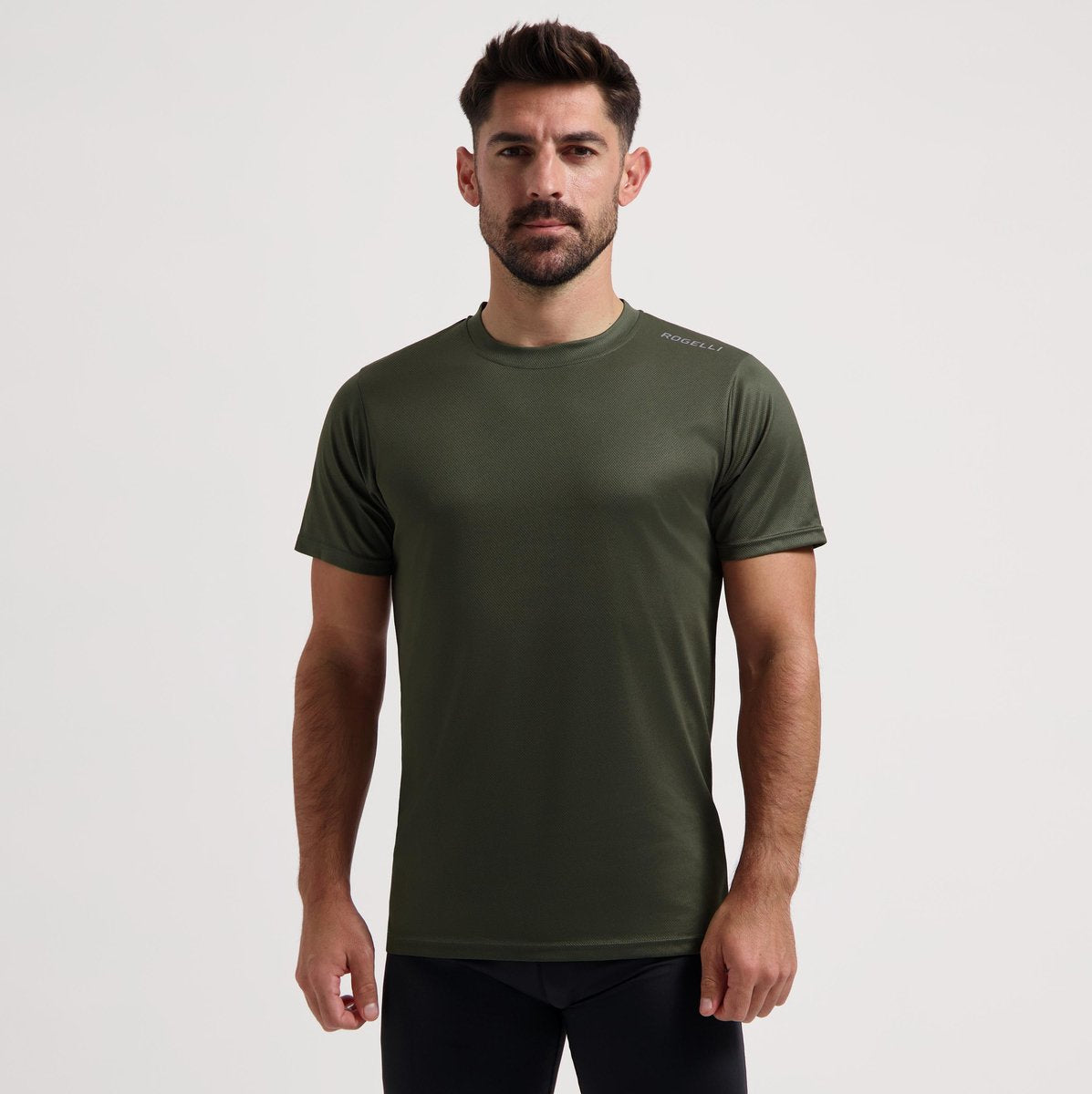 Rogelli Promo-Laufshirt Herren – kurze Ärmel – Armeegrün – 3XL