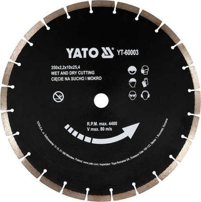 Yato-Diamanttrennscheibe – 24 Zähne – Durchmesser 350 mm – für Betonsägen aller Marken