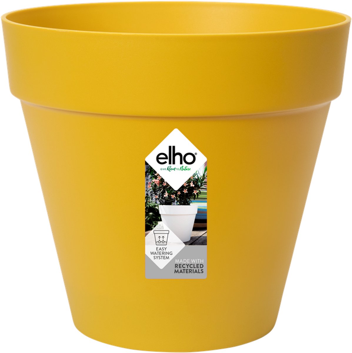 Elho Loft Urban Round 20 – Blumentopf für den Außenbereich – ø 19,3 x H 17,5 cm – Ocker