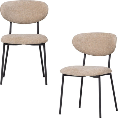 Woood Kjeld Esszimmerstühle – Chenille-Stoff – Natur – 2er-Set