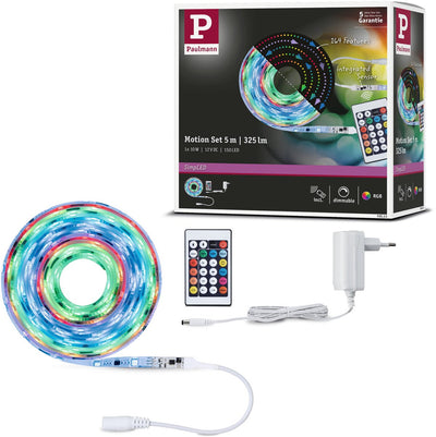 Paulmann einfacher LED-Streifen 5 Meter RGB Motion – Plug-Play-Set – 10 W – 12 V – weiß – Kunststoff