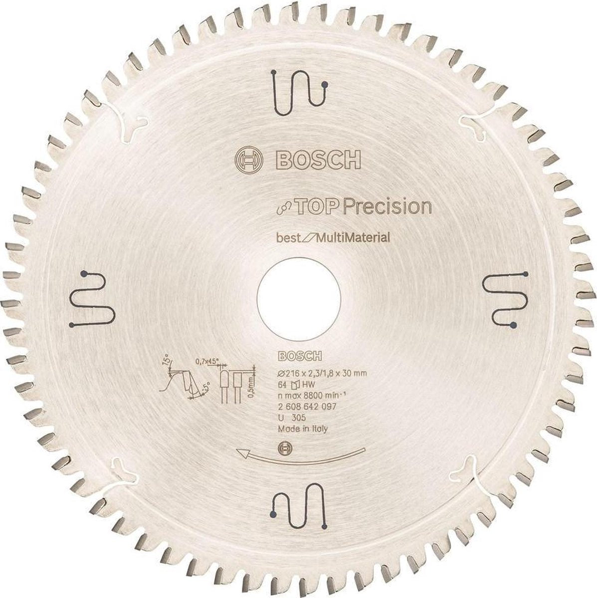 Bosch - Kreissägeblatt Top Precision Best for Multi Material 216 x 30 x 2,3 mm, 64