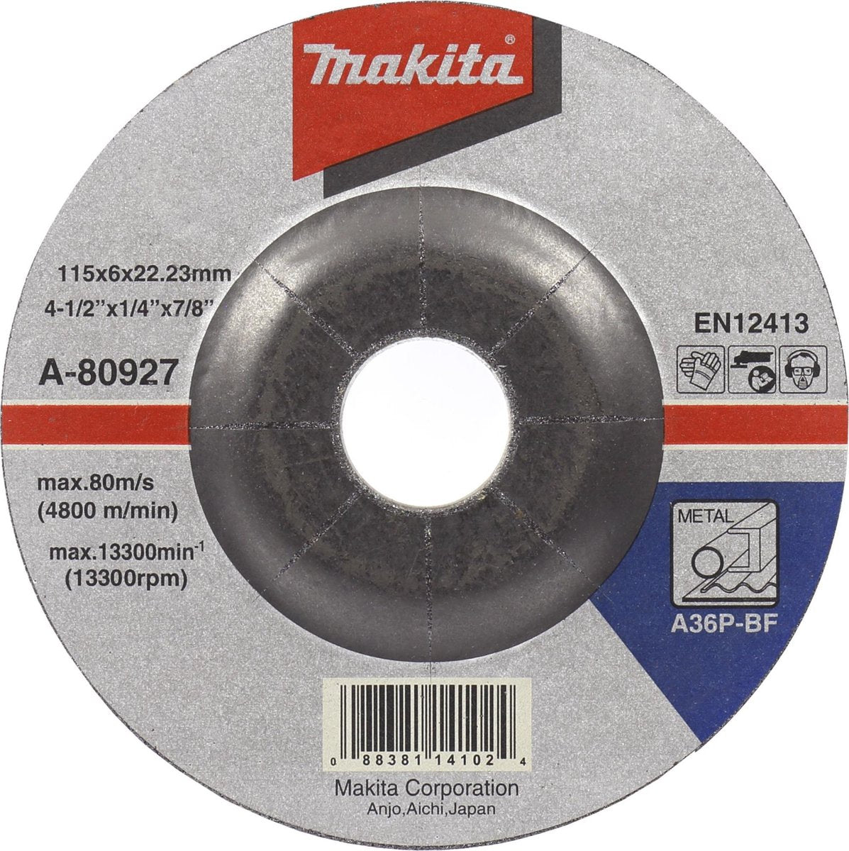 Makita Zubehör Schleifscheibe 125 x 6,0 mm Metall – A-80933 – A-80933