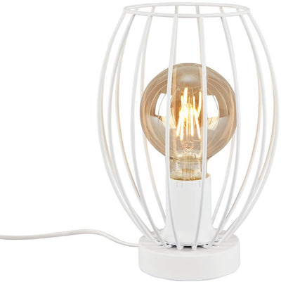B.k.licht briloner - kago - Tischleuchte - Schnurschalter - Drahtschirm - 1xe27 - 25w - weiß - Metall