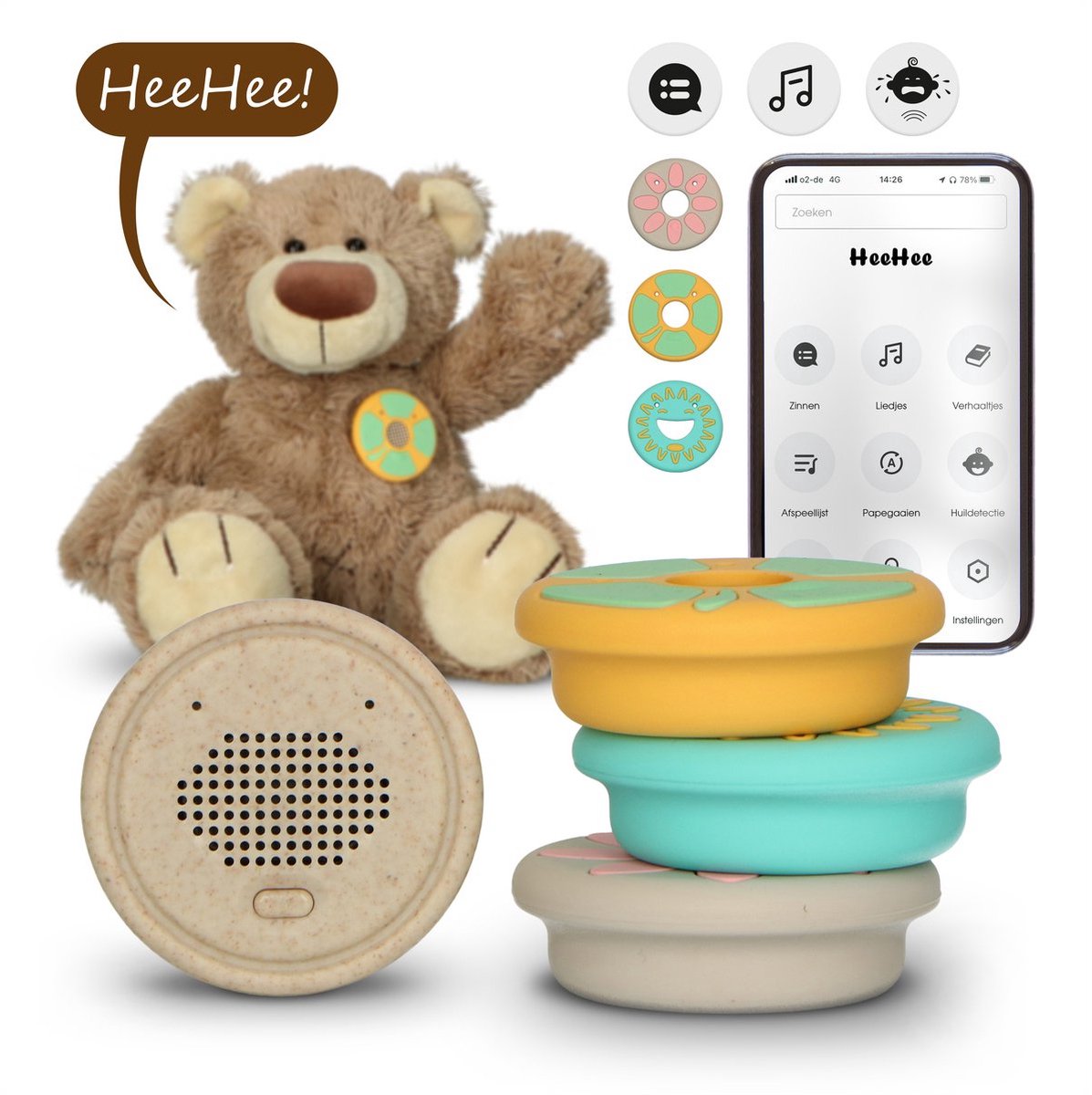 Alecto heehee – Baby-Sprachknopf – verwandeln Sie Ihr Kuscheltier in einen interaktiven Freund