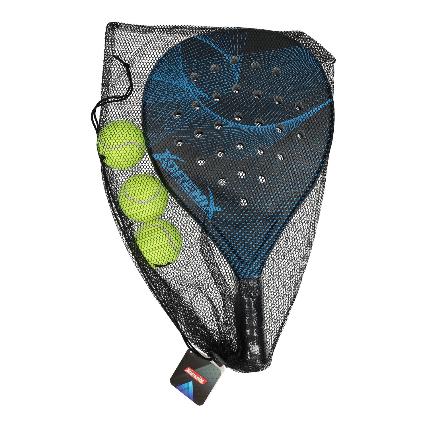 Adrenix Padel -Setschläger mit 3 Kugeln - Blau