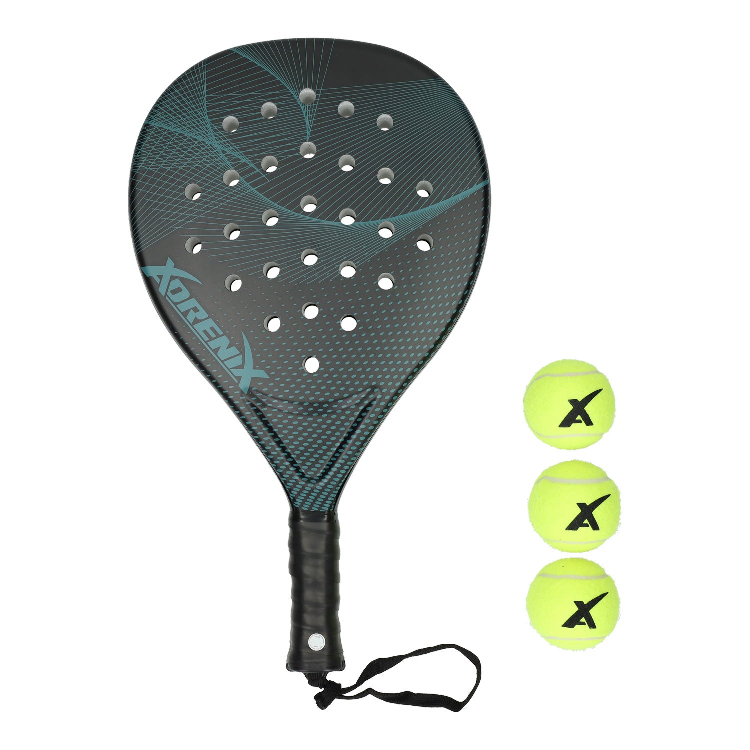 Adrenix Padel -Setschläger mit 3 Kugeln - grün