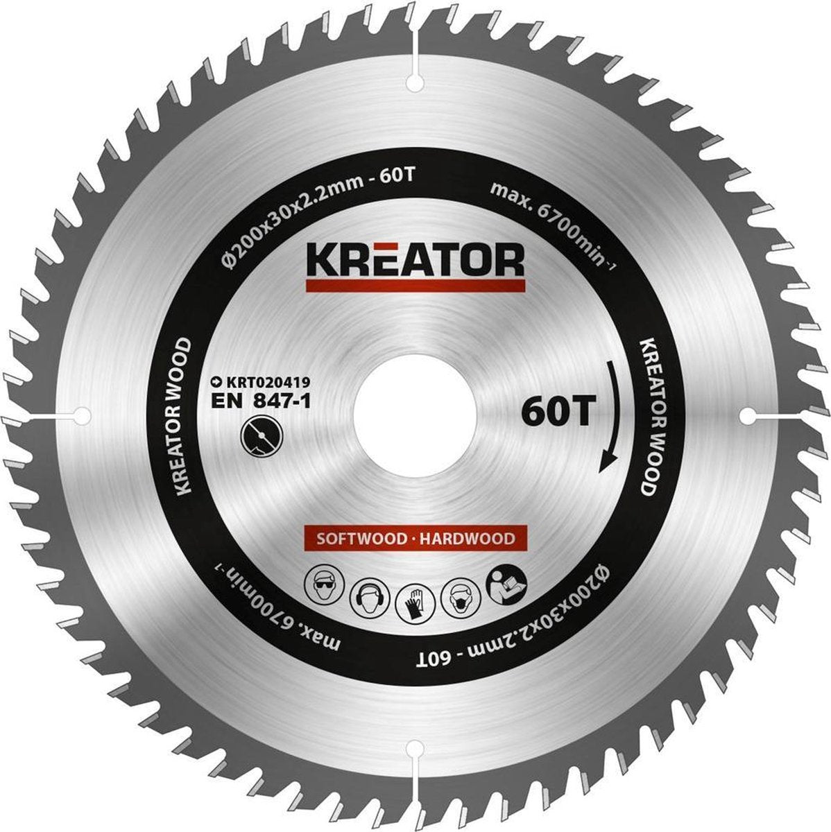 Kreator krt020419 Sägeblatt Holz 200 mm – 60t