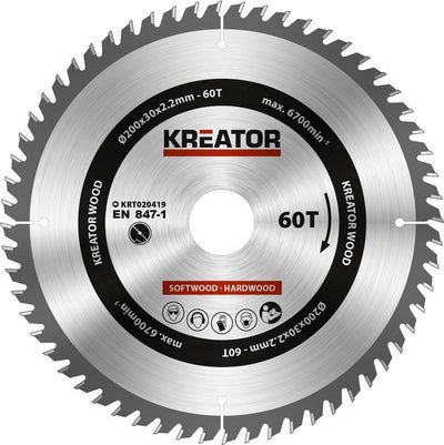 Kreator krt020419 Sägeblatt Holz 200 mm – 60t