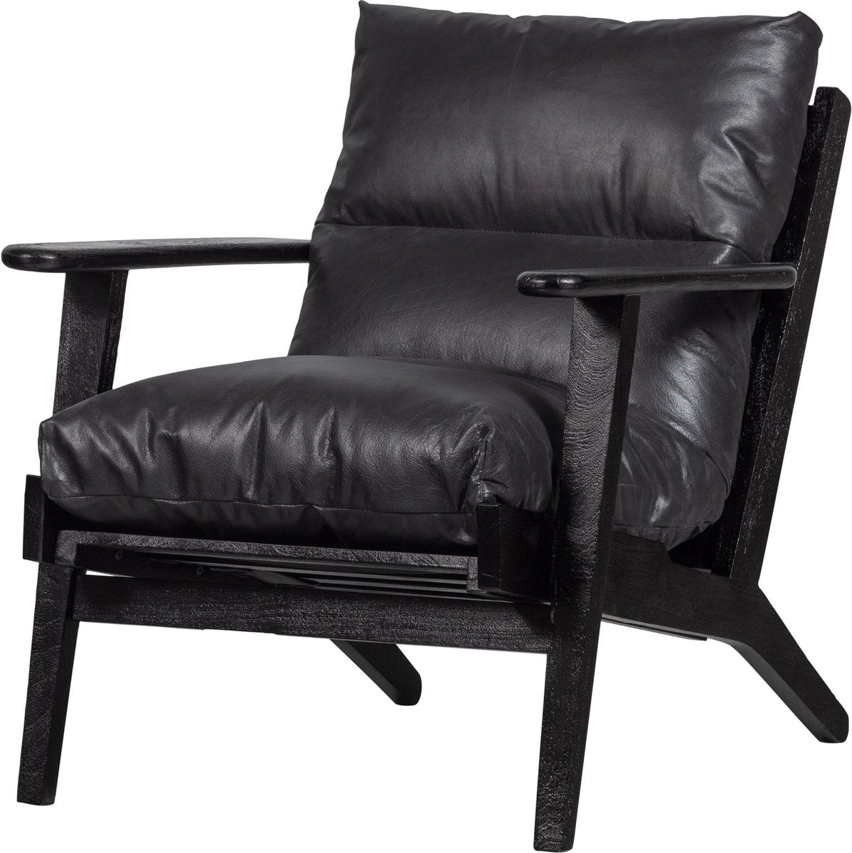 Woood Houston-Sessel – Leder – Schwarz – 86 x 71 x 71