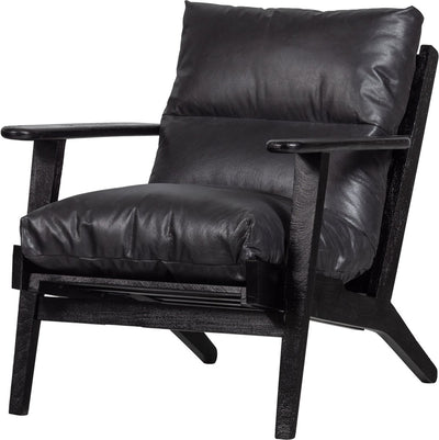 Woood Houston-Sessel – Leder – Schwarz – 86 x 71 x 71