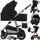 Lionelo Amber Kinderwagen 3 in 1 – Reisebett + Buggy + Autositz – Luftreifen, Vollfederung – bequeme Babymatratze – schnell faltbar – Wickeltasche – Regenschutz – Moskitonetz – ab Geburt bis 4 Jahre (0-22 kg)