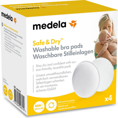 Waschbare Stilleinlagen von Medela – wiederverwendbar – weich und bequem – waschbar bei 40–60 °C – 4 Stück