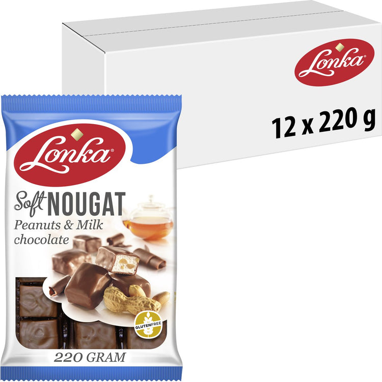 Lonka weiche Nougat-Milchschokolade-Erdnüsse - weiches Nougat - 12x220g