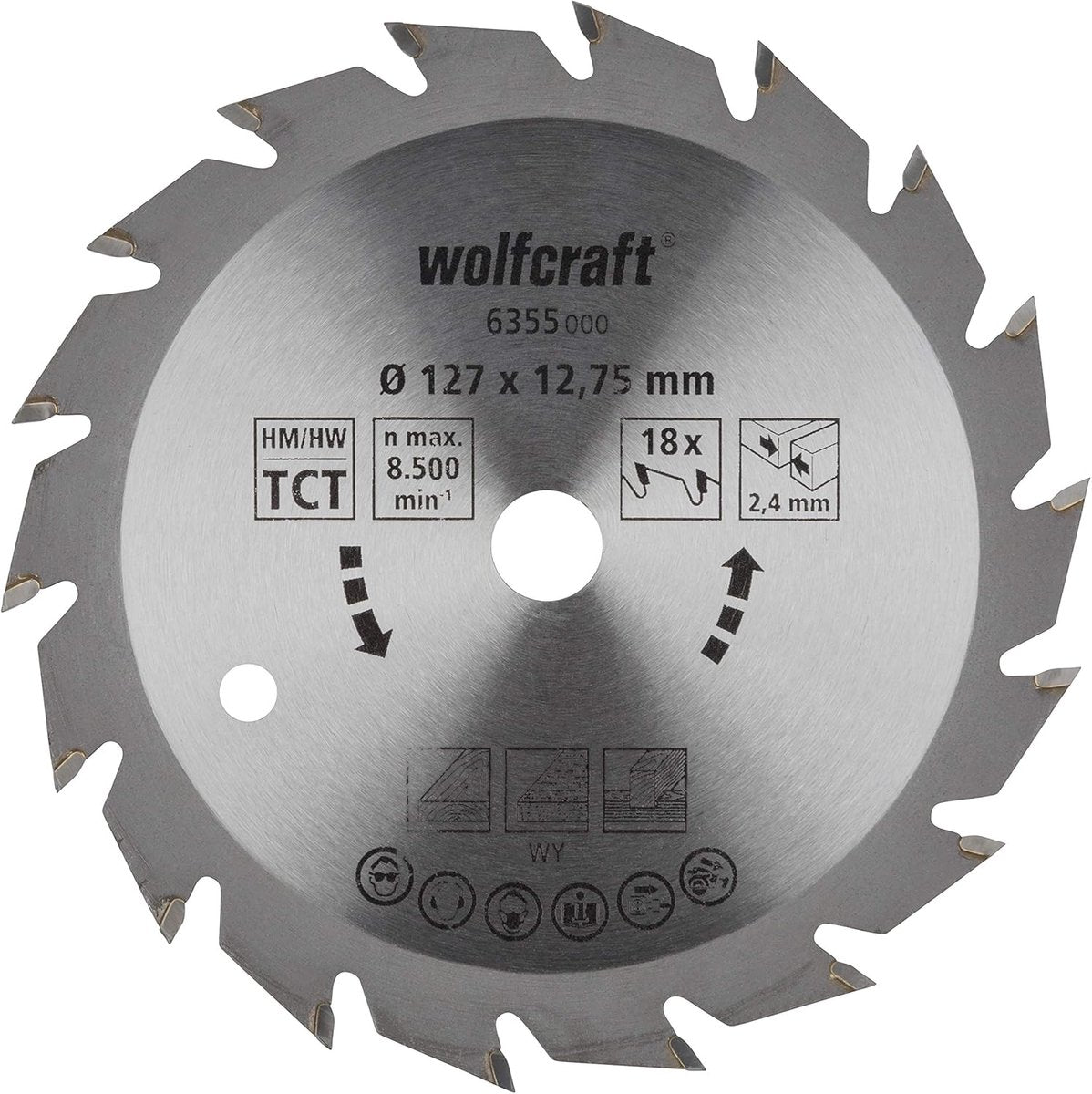 Wolfcraft - Kreissägeblatt 127 mm - 18 Zähne - 12,75 m Bohrung - für Kreissäge - 6355000