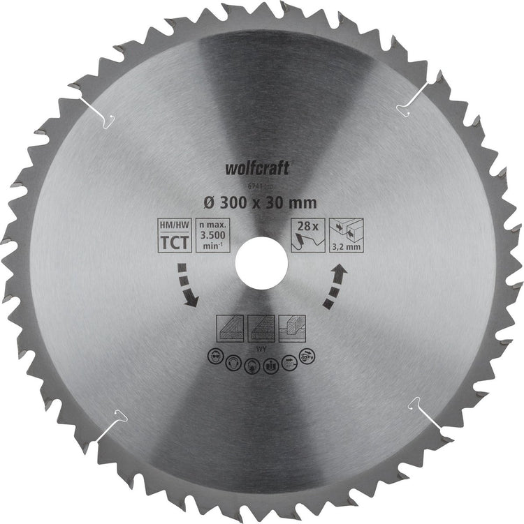 Wolfcraft - Säge-Tischkreissägeblatt 300x30mm - 28 Zähne - Sägeblatt für Tischkreissäge - 6741000