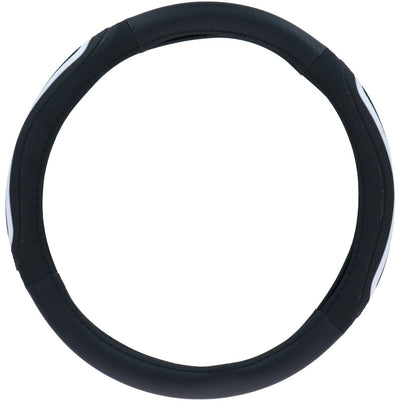 Dunlop Lenkradbezug Auto 38 cm – passend für Lenkräder 37–39 cm – angenehmer Griff – rutschfest – Autodekoration – Kunstleder – Schwarz und Weiß