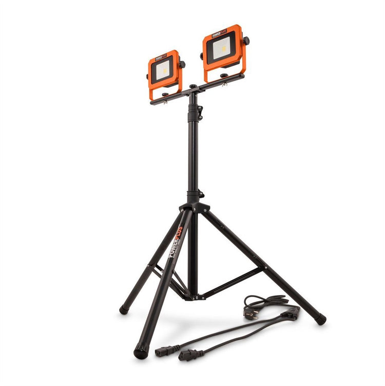 Powerplus Dual-Power-Handscheinwerfer POWDP8035 – LED-Bauleuchte mit 20 V und 2 x 2000 lm – mit Stativ – ohne Akku und Ladegerät