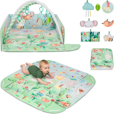 Lionelo inga multicolor – multifunktionale Spielmatte mit Bögen – Spielmatte, Spielzaun – 7 sensorische Spielzeuge – Entwicklung der motorischen Fähigkeiten des Babys