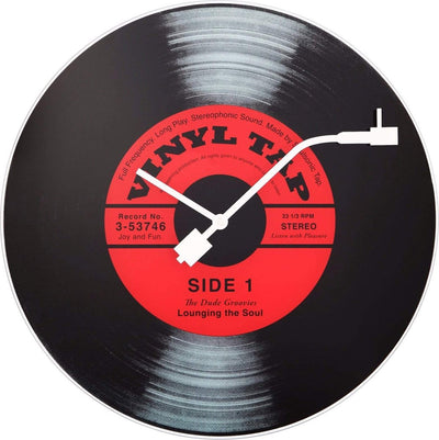 Nexttime Vinyl-Wasserhahn – geräuschlose Wanduhr – 43 cm – Glas – Schwarz