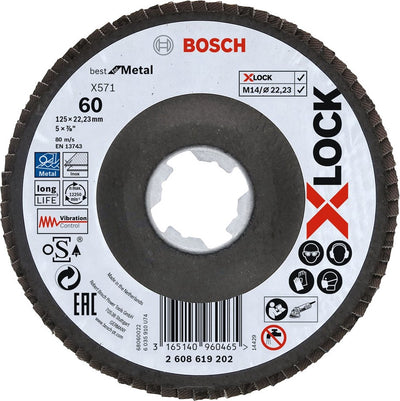 Bosch pro x571 x-lock fächerschleifscheibe 125 mm g60 - 2608619202