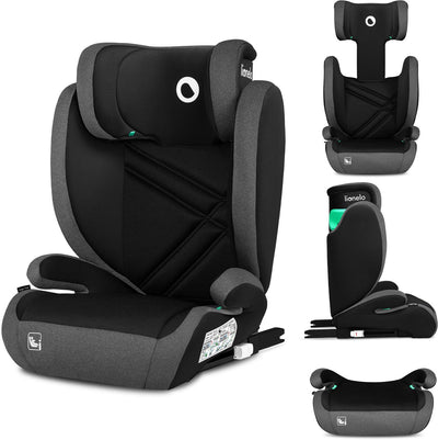 Lionelo Hugo i-Size – Autositz – Gruppe 2 3 (3,5–12 Jahre, 15 bis 36 kg, 100–150 cm) – Isofix – 2 in 1: Sitzerhöhung mit abnehmbarer Rückenlehne – verstellbare Kopfstütze – erweiterter Seitenschutz – Memory-Schaum – waschbar – bequemer Sitz