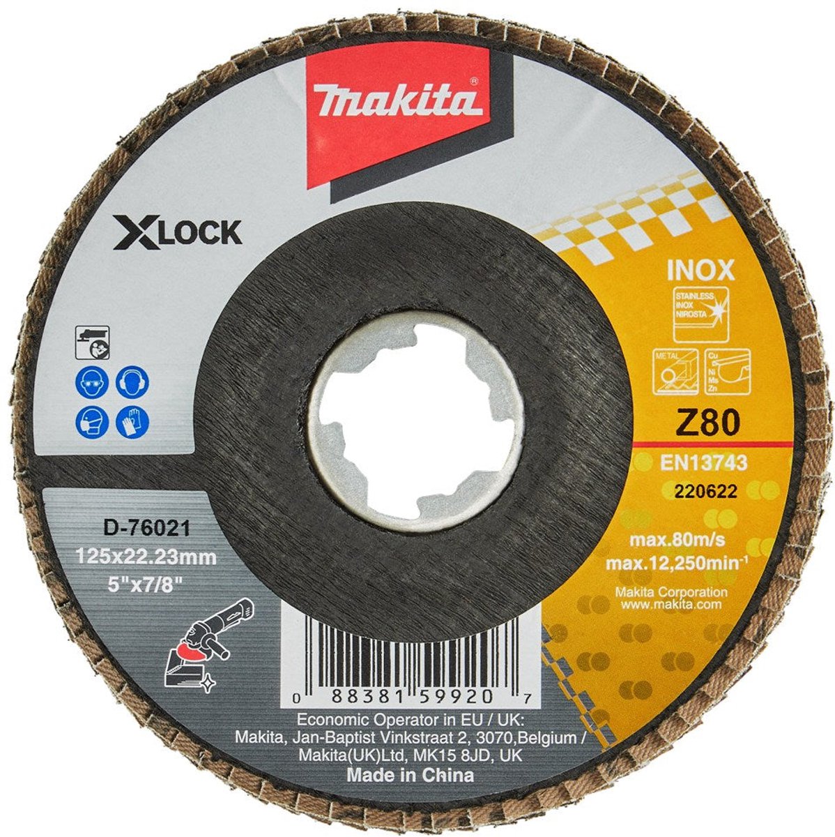 Makita Zubehör Lamellenschleifscheibe X-Lock 125 mm Z80 – D-76021 – D-76021