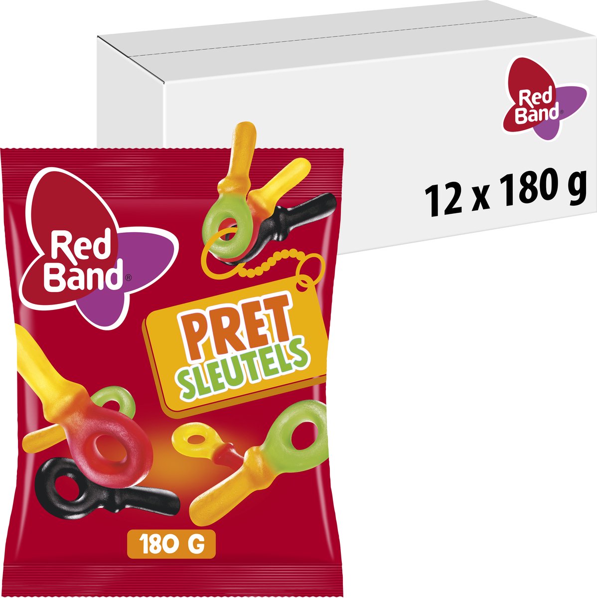 Lustige Schlüssel mit rotem Band – Süßigkeiten – Weingummis, Lakritzschlüssel – 12 x 180 g
