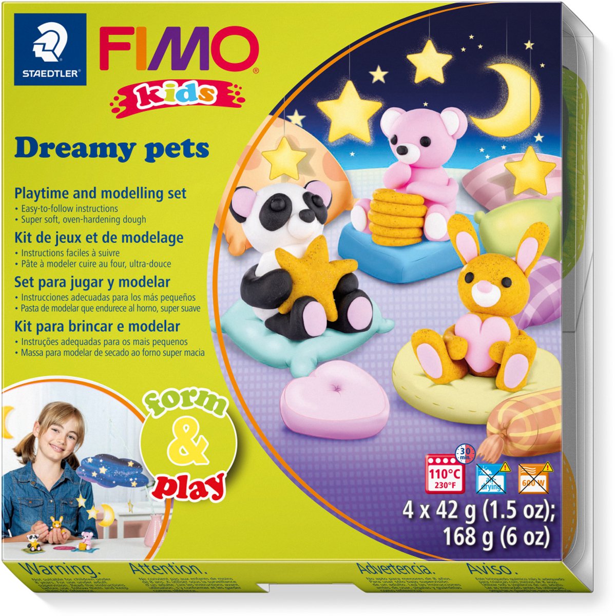 Fimo Kids 8034 – ofenhärtende Modelliermasse – Formenspielset verträumte Haustiere