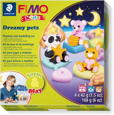 Fimo Kids 8034 – ofenhärtende Modelliermasse – Formenspielset verträumte Haustiere