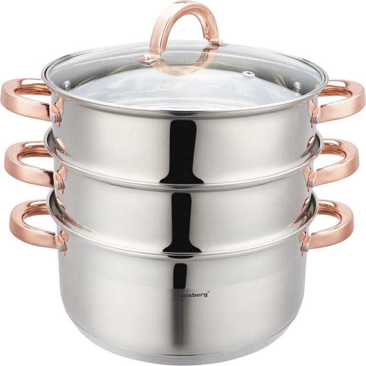 Klausberg 7735 - Dampfpfanne - 4 Teile - 24 cm - 5 Liter - Edelstahl - alle Wärmequellen