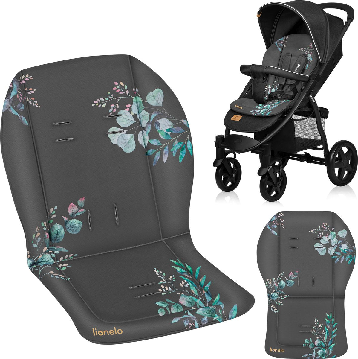 Lionelo-Sitzauflage – universeller Kinderwagen-Kisseneinsatz – doppelseitiges Design – hydrophober Stoff – flexible Passform – waschbar – angenehm weich – goldene Momente